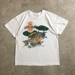 90s USA製 LIFE'S A GAME Fish Printed T-shirt ライフズ ア ゲーム 魚プリント Tシャツ　ブルーギル