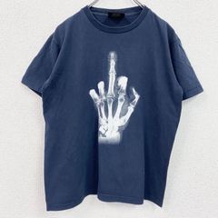 古着 used 　半袖プリントTシャツ　中指　レントゲン　骨　100%コットン　黒　ブラック　クルーネック　Mサイズ