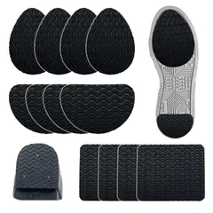 YFFSFDC 靴底滑り止めパッド 6ペア12枚 靴底の保護と修理 ヒールプロテクター 滑り止めアクセサリー 靴底 保護パッド 補修 男女兼用 ブラック
