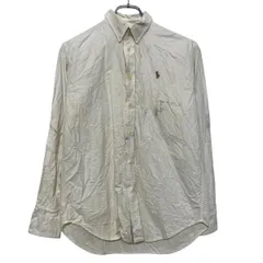 RALPH LAUREN 長袖 無地シャツ キッズ M~ ホワイト ロゴ ボタンダウン ラルフローレン 古着卸 アメリカ仕入 a611-5543