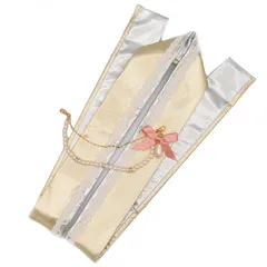 伊達衿 重ね衿 重ね襟 振袖 成人式 二十歳の式典 はたち うらら香 リボンパーツ付き パールビーズ チェーン 金 銀 ゴールド シルバー ネックレス風 ゴージャスに かわいく 新品 単品 購入  重ね衿 成人式 x859