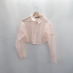 ◇ ◎●未使用●⊂ Heather ヘザー シアー素材 ショート丈 長袖 シャツ ブラウス サイズ F ピンク系 レディース E  【1412260020428】