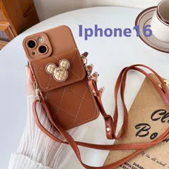 【送料無料】ディズニー風 iPhone16ケース ホワイト キャメル ブラック 大人可愛い キラキラデザイン ストラップ付き