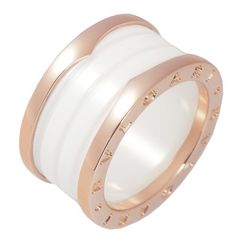ブルガリ BVLGARI ビーゼロワン B-zero1 リング 345841 #57 K18PG/ホワイトセラミック 仕上済