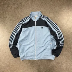 00s 2000's archive adidas Windbreaker Full-Zip Jacket 3-Stripes Y2K アディダス ウィンドブレーカー フルジップ ジャケット 3ストライプ ロゴ刺繍 バイカラー XO ビッグサイズ AGC002