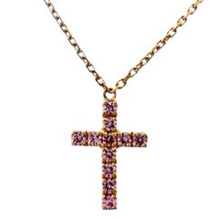 カルティエ シンボルクロス ネックレス 18金 K18ピンクゴールド ピンクサファイア レディース  CARTIER  中古 カルティエ