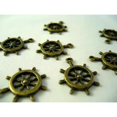 チャーム 舵輪 金古美 10個 22mm ビーズクラブ