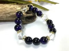 パワーストーン ブレスレット パープルタイガーアイ 水晶 12mm  （ゴールド）メンズ・レディース　男性・女性　数珠ブレス　開運 ハンドメイド  [I]