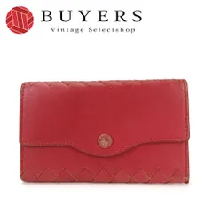 【中古】ボッテガヴェネタ キーケース 6連 イントレチャート 編み込み レッド 赤 レザー 革 普段使い 小物 ユニセックス メンズ レディース 男性 女性 BOTTEGA VENETA key case red