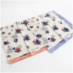 クリスチャンディオール ハンカチ 2枚セット 未使用 ホワイト 花柄 中古