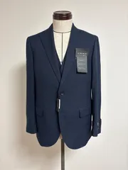 最終値下げ　新品未使用　ウォッシャブル　ウルトラムーブストレッチ　ダークネイビーチェック柄スーツ　スリーピース　春夏秋用　AB5