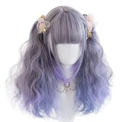 中古 原宿風 GAL系 ウィッグ ロリータ 耐熱ウィッグ コスプレ ゴスロリ ゴシック （紫グラデーション） ボブ ツインテー 即納