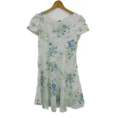 レッセパッセ ワンピース トップス 半袖 花柄 日本製 フレア レディース 36サイズ 白×青 LAISSE PASSE 【中古】