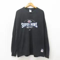 XL/古着 リーボック REEBOK 長袖 ビンテージ Tシャツ メンズ 00s NHL デトロイト 大きいサイズ コットン クルーネック 黒 ブラック アメフ