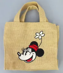 【中古】バッグ ミニーマウス(フェイス) トートバッグ Sサイズ 刺しゅう Linen Tote 「ディズニー」 ディズニーストア限定