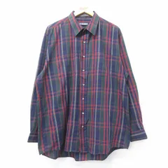 XL/古着 バンヒューセン 長袖 シャツ メンズ 90s 大きいサイズ ロング丈 紺他 ネイビー チェック 25mar12 中古 トップス