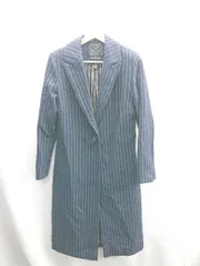 ◇ ⊇ MAISON SCOTCH　メゾンスコッチ ストライプ柄　ウール系 長袖 ガウンコート サイズM ネイビー系 レディース E  【1410100018475】のサムネイル
