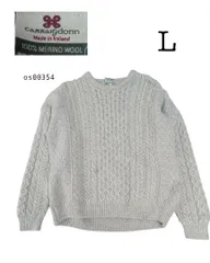 Carraig donnアイルランド製古着ケーブルニットベージュLメリノウール  os00354