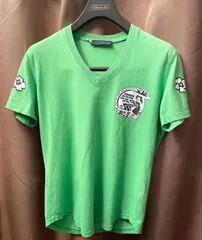 MADE IN ITALY製 DSQUARED2 南国柄半袖VネックTシャツ グリーン XSサイズ