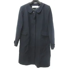 シーバイクロエ SEE BY CHLOE コート 裏地花柄 ノーカラー ステンカラー ウール混 紺 ネイビー 40 約L 0131のサムネイル