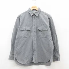 L/古着 エルエルビーン LLBEAN 長袖 ヘビー フランネル シャツ メンズ 80s シャモアクロス コットン グレー 25oct24 中古 トップス