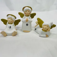 【未使用】オブジェ エンジェル3体 2セット オブジェ H15cm Marie 070931　陶器　クリスマスオーナメント【送料無料】