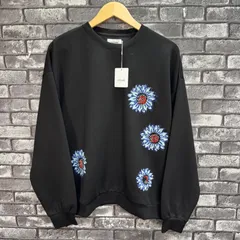 【新品　未使用　タグ付き】　【ATELANE/アテレーン】　ダンボールポンチフラワー刺繍クルーネック　メンズ　トップス　Tシャツ　カットソー　長袖　ブラック　Mサイズ