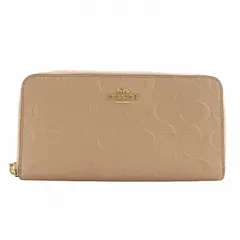 コーチ COACH 長財布 レザー ラウンドファスナー シグネチャー エンボス加工 総柄 ロゴ ゴールド金具 ピンク F27865 /XZ ■GY18