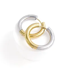 つけっぱなしOK！バイカラー 太さ約4mm / 外径約25mm フープピアス サージカルステンレス 金属アレルギー対応 【ste114-4】