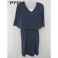 ◇ ur's ユアーズ 七分袖 膝下丈 ワンピース サイズL ネイビー レディース 【中古】 【1105250001216】