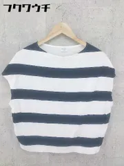 ◇ URBAN RESEARCH DOORS ボーダー フレンチスリーブ Tシャツ カットソー サイズOne ネイビー ホワイト レディース 【中古】 【1002802379864】