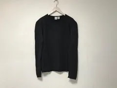 本物アルマーニエクスチェンジARMANI AXコットンレーヨン文字ロゴ刺繍ニット長袖セーターメンズサーフミリタリーアメカジビジネススーツドレスストリートスケーターゴルフ黒ブラックM香港製