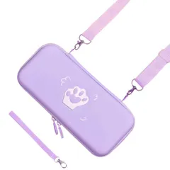 HIGHAWK Switch収納 Nintendo Switch用ケース ショルダー 保護 カバー 防水 猫肉球 可愛い 防塵 耐衝撃 ニンテンドー用 任天堂スイッチ カード収納（Switch専用・パープル）
