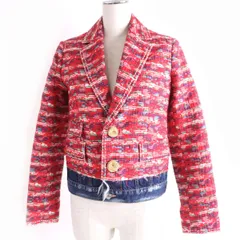 極美品△正規品 DSQUARED2 ディースクエアード 18SS S75BN0557 刺繍入り デニム切替 ジャケット レディース レッド 赤系 38 イタリア製のサムネイル