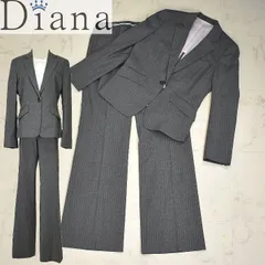 ビジネススーツ 2点 パンツスーツ スーツ リクルート 就活 ジャケット パンツ Diana 11354+21354 レディース ビジネス グレー ストライプ 11号/13号 春/秋 会社 面接 入社式 仕事