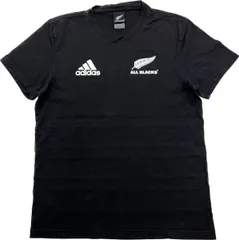 adidas ★ ALL BLACKS デザイン スリーライン 半袖 Tシャツ カットソー ブラック ホワイト L ラグビー アディダス オールブラックス■S1969