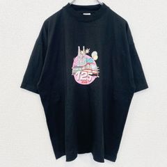古着 used　Hanes　ヘインズ　半袖デザインプリントTシャツ　クルーネック　電車　黒　ブラック　春夏服　XLサイズ