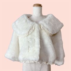 LIZ LISA リズリサ　ファー　ショートコート　ジャケット　オフホワイト　レース　量産型　地雷系　HIME KAWAII