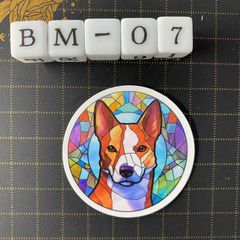 방수 스티커 바센지 개 스테인드 글라스 풍 BM-7