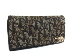 ChristianDior ディオール トロッター キャンバス×レザー 二つ折り 長財布 ウォレット 札入れ ブラック系×ブラウン系 DK1676