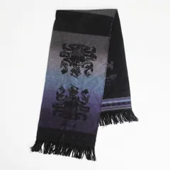 アクアスキュータム Aquascutum エンブレムロゴ グラデーション マフラー グレー パープル メンズ レディース