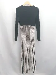 ◇ ⊇◎ MERCURYDUO マーキュリーデュオ ハイゲージ 長袖 ロング ニットワンピース サイズM ブラック レディース E  【1504240010144】