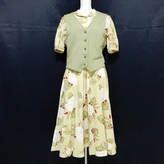 #snc インゲボルグ INGEBORG セットアップ フレア ロング ワンピース 半袖 ベスト カーキ系 ベージュ系 赤 花柄 レディース [947190]
