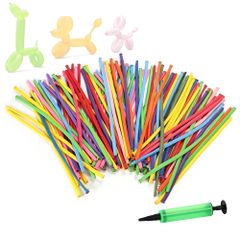 風船 バルーンアート用 ツイスト風船 260 標準サイズ ハンドポンプ付 カラフル イベント パーティー 100本＋ポンプ1本