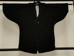 平和屋着物＃和装コート　ベロア　霞文　黒地　逸品　CAAT5701id