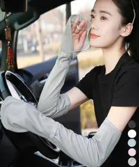 アームカバー レディース 運転時の片腕焼け防止に冷感タッチ 指掛け UVカット ズレない調節可能ゴム仕様 ドライブ 車通勤 お出かけ 夏 主婦 ママ プチプラ コスパ 長持ち快適 片腕焼け防止で色ムラなし