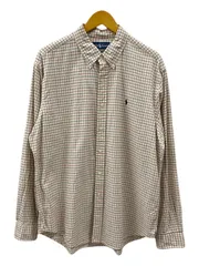 RALPH LAUREN (ラルフローレン) 長袖シャツ ボタンダウンシャツ 胸部刺繡入り チェック柄 XL ホワイト レッド ネイビー メンズ/078