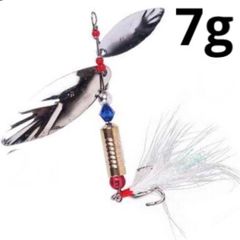 スピナー ルアー 6.5cm 7g 1個 ダブルブレード フェザー付