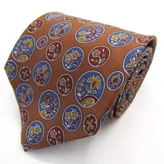 ヴァレンチノ ブランド ネクタイ 総柄 ドット 小紋柄 花柄 シルク イタリア製 PO メンズ ブラウン Valentino 【中古】