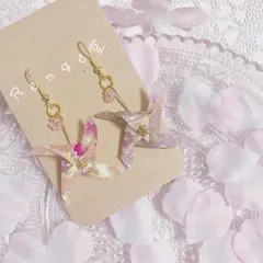 No.39 かざぐるま ミニ花付き ハンドメイド ピアス